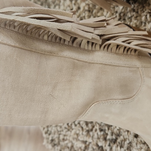 Beige Fringe Suede Boots - Picture 5 of 11